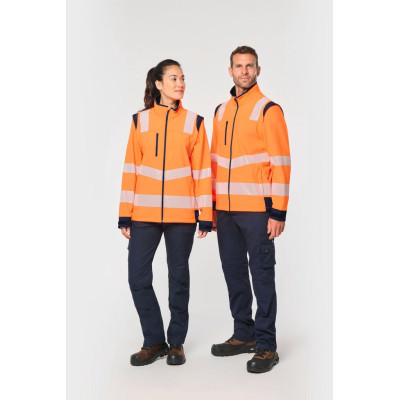 Recycled Safety Softshell jacket with detachable sleeves
